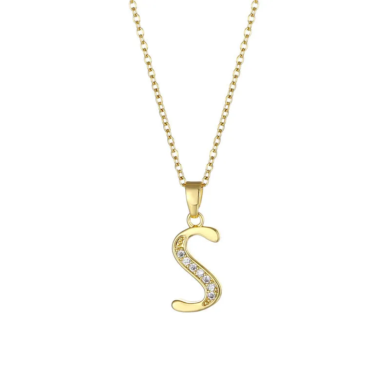 Minimalist Letter Text Number Stainless Steel Electroplating Necklaces