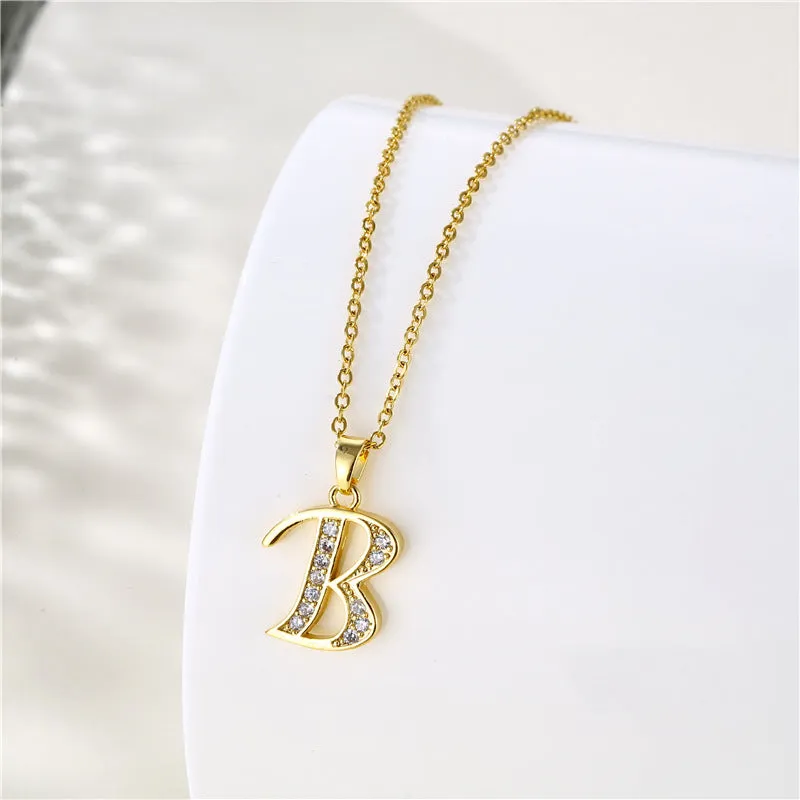 Minimalist Letter Text Number Stainless Steel Electroplating Necklaces