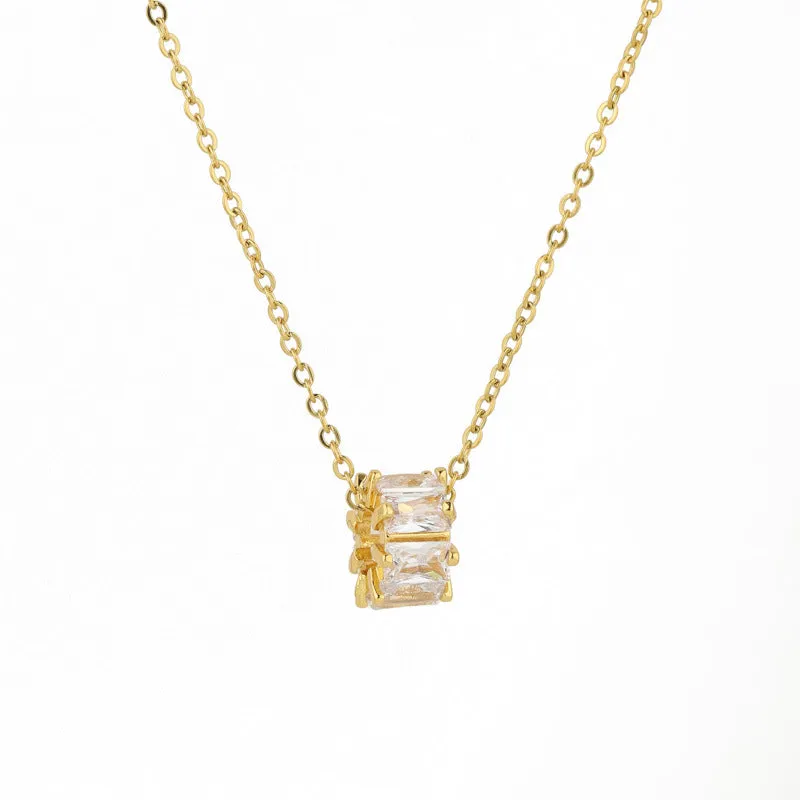 Minimalist Round Geometric Stainless Steel Electroplating Necklaces