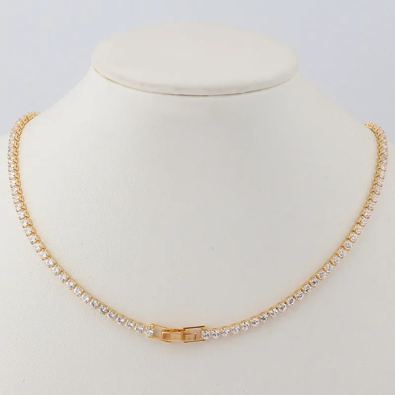 Minimalist Women Diamond Metal Geometric Geometric Zircon Necklaces