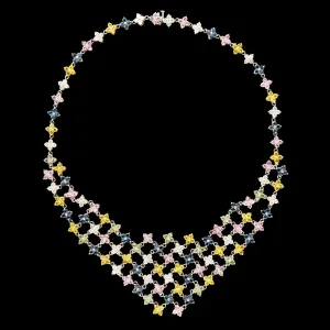 Multi-Color Sapphire Flower Necklace