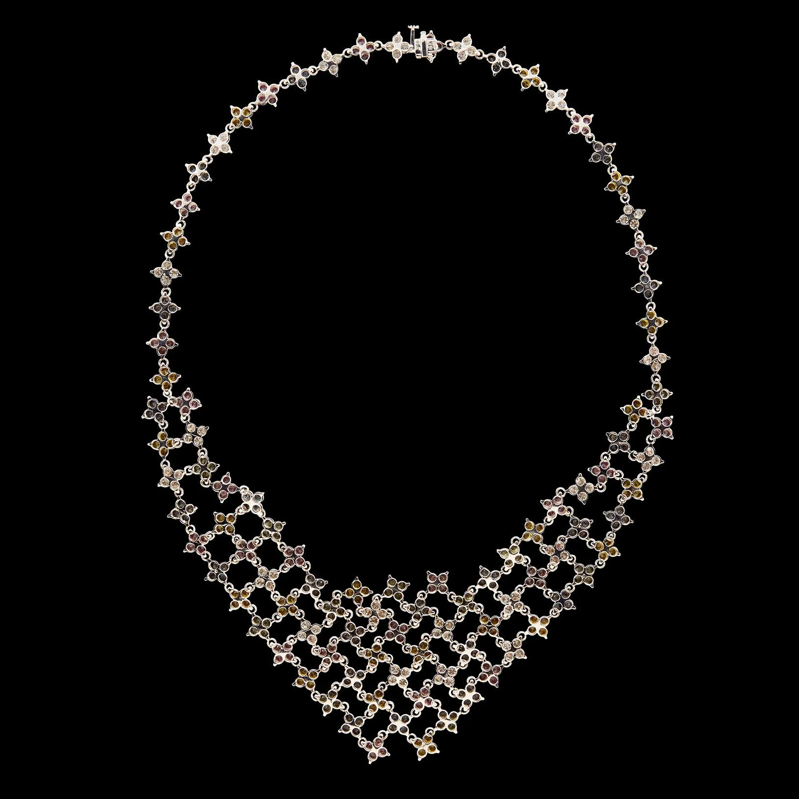 Multi-Color Sapphire Flower Necklace