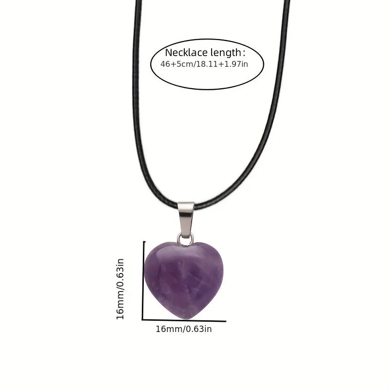 Multicolor Natural Stone Crystal Heart Pendants - 50pcs