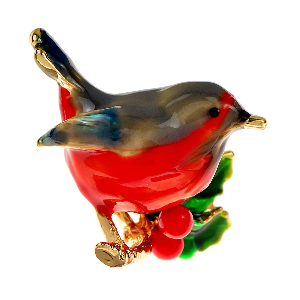 Multicolor Robin Bird Brooch Pins High Quality Enamel Animal Brooches