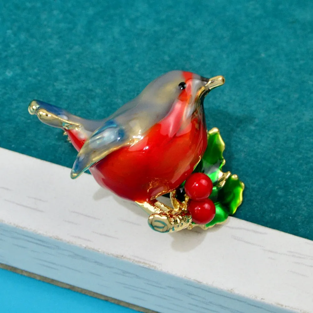Multicolor Robin Bird Brooch Pins High Quality Enamel Animal Brooches