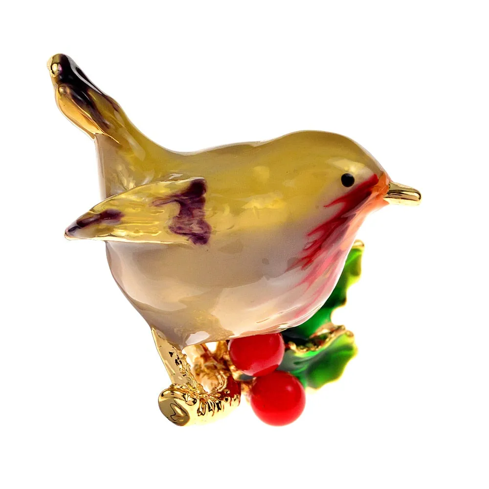 Multicolor Robin Bird Brooch Pins High Quality Enamel Animal Brooches