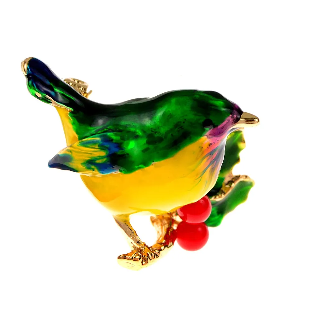 Multicolor Robin Bird Brooch Pins High Quality Enamel Animal Brooches