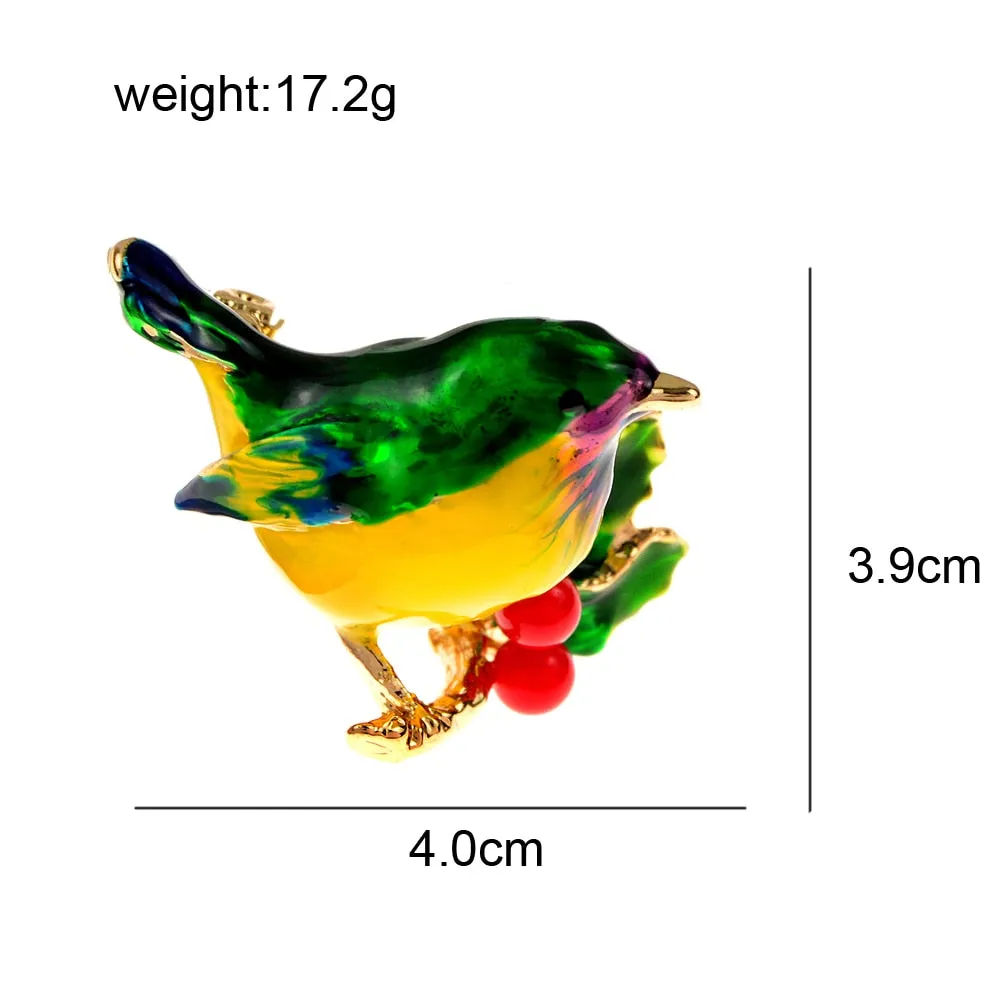 Multicolor Robin Bird Brooch Pins High Quality Enamel Animal Brooches