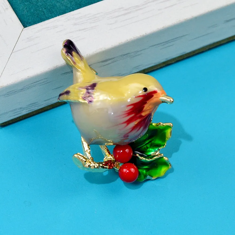Multicolor Robin Bird Brooch Pins High Quality Enamel Animal Brooches