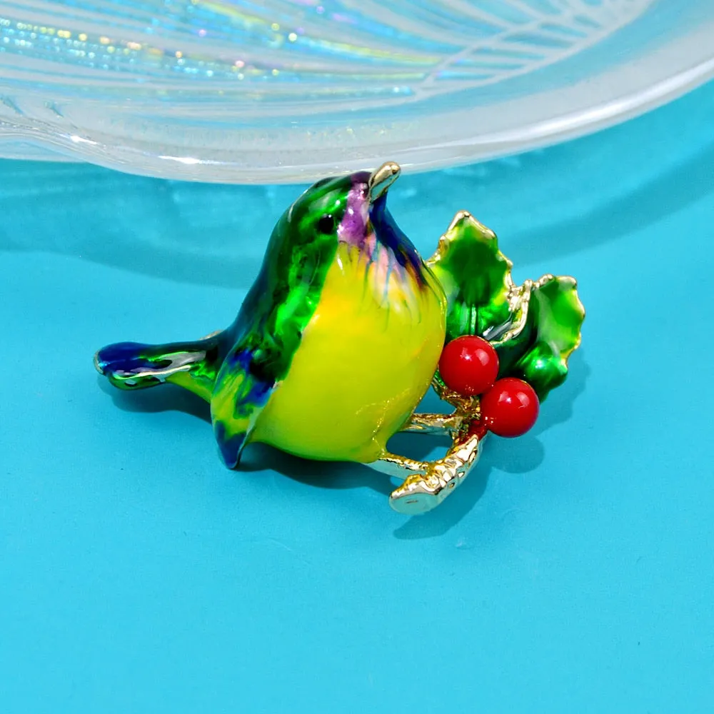 Multicolor Robin Bird Brooch Pins High Quality Enamel Animal Brooches