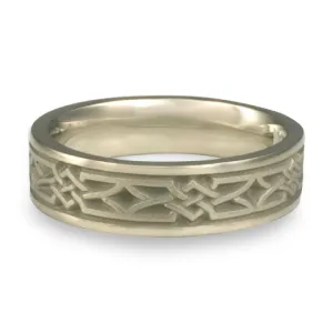Narrow Weaving Stars Wedding Ring in 14K White Gold
