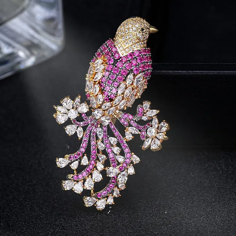 National Style Retro Color Copper Inlaid Cubic Zirconia Animal Suit Jacket Gift Accessories