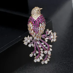 National Style Retro Color Copper Inlaid Cubic Zirconia Animal Suit Jacket Gift Accessories