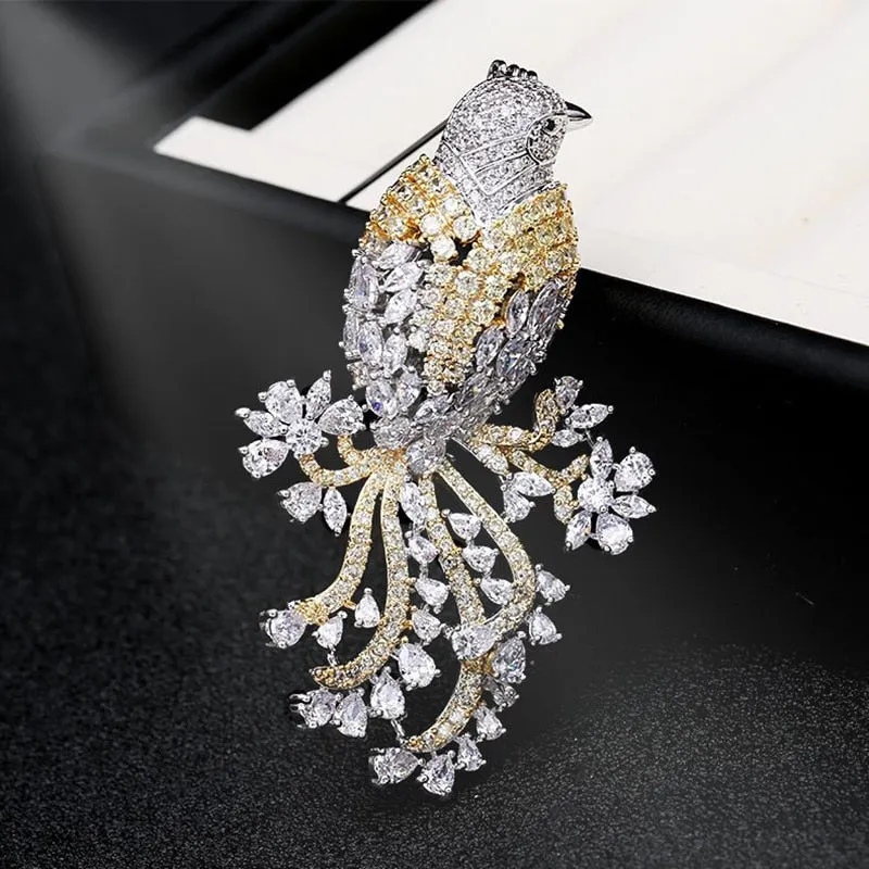 National Style Retro Color Copper Inlaid Cubic Zirconia Animal Suit Jacket Gift Accessories