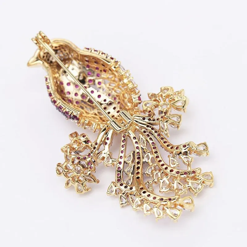 National Style Retro Color Copper Inlaid Cubic Zirconia Animal Suit Jacket Gift Accessories