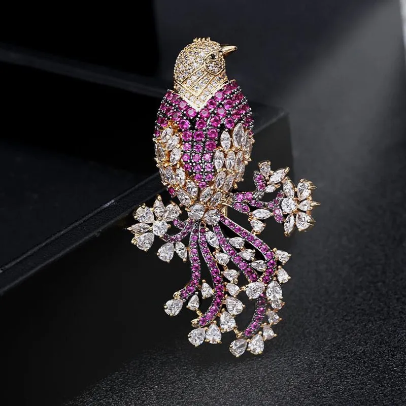 National Style Retro Color Copper Inlaid Cubic Zirconia Animal Suit Jacket Gift Accessories