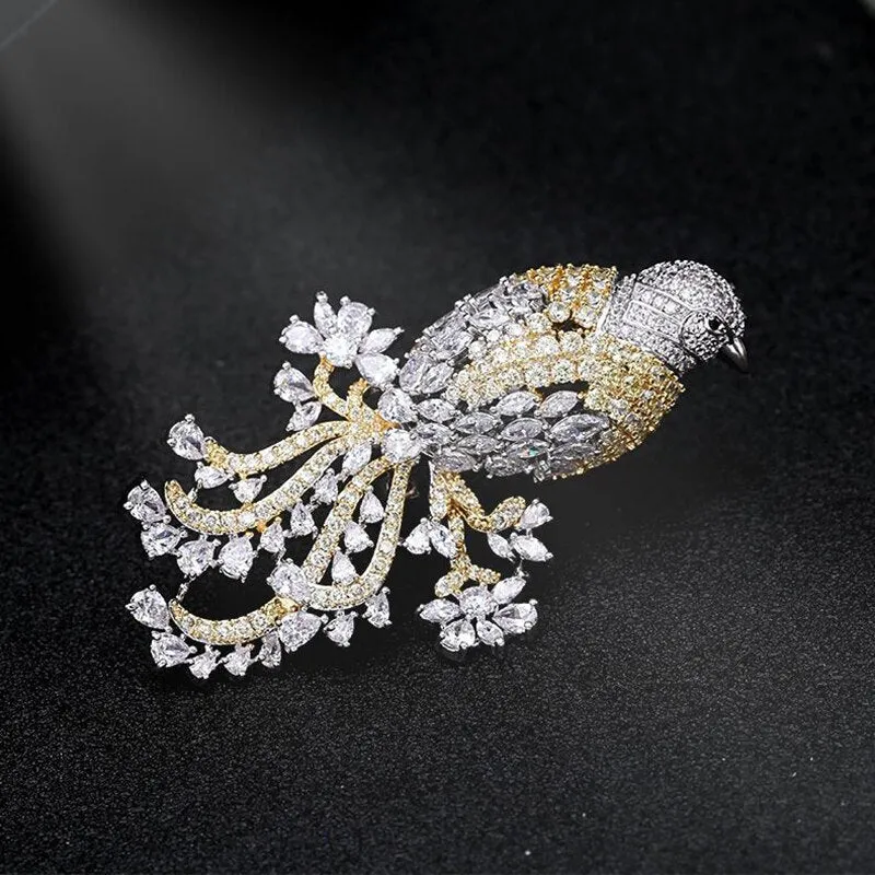National Style Retro Color Copper Inlaid Cubic Zirconia Animal Suit Jacket Gift Accessories