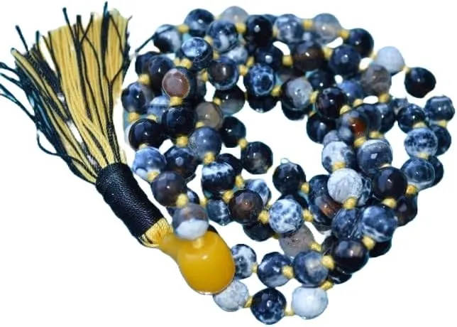 Natural Fire Agate Dragon Vein, Lava & Black Onyx 8mm 108 Mala Beads, Spiritual, Meditation Beads, Reiki, Japa Mala, Buddhist Prayer Beads, Yoga Bracelet, healing beads LKMALA-RRGU-1661