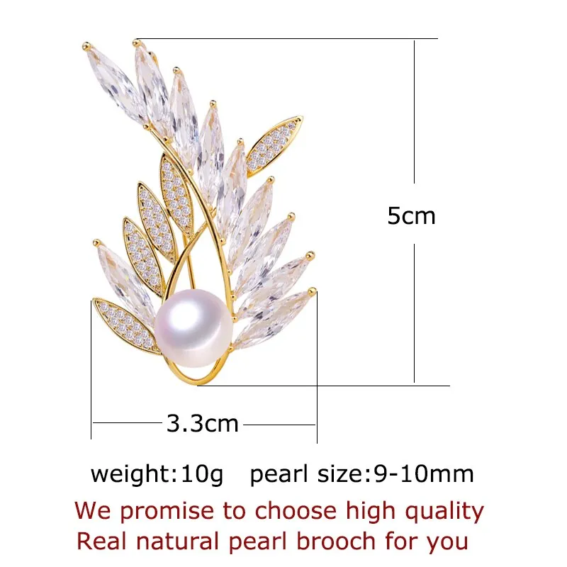 Natural Freshwater Pearl Brooch Austria Crystals Gold Creative Brooch