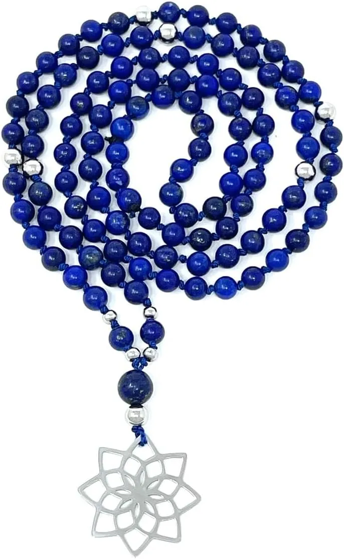 Natural lapis lazuli 6mm 108 Mala Beads, Spiritual, Meditation Beads, Reiki, Japa Mala, Buddhist Prayer Beads, Yoga Bracelet, healing beads LKMALA-RRGU-1952, 34 inch, blue