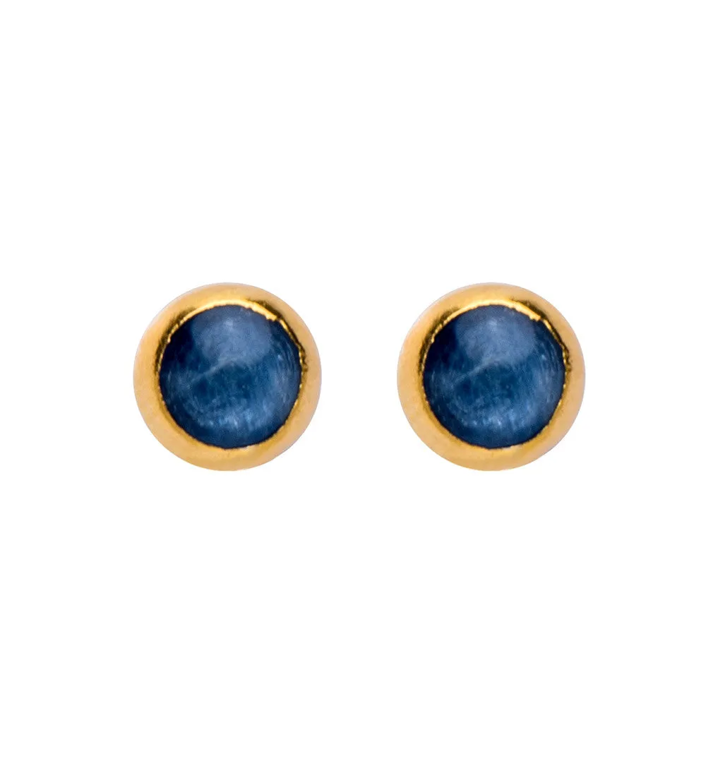 Nava Zahavi Yellow Gold Round Kyanite Stud Earrings