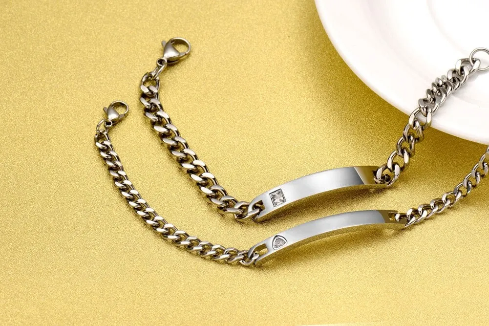 NEHZUS Couple Bracelets Women's Men's Jewelry Stainless Steel Personalized Bracelet