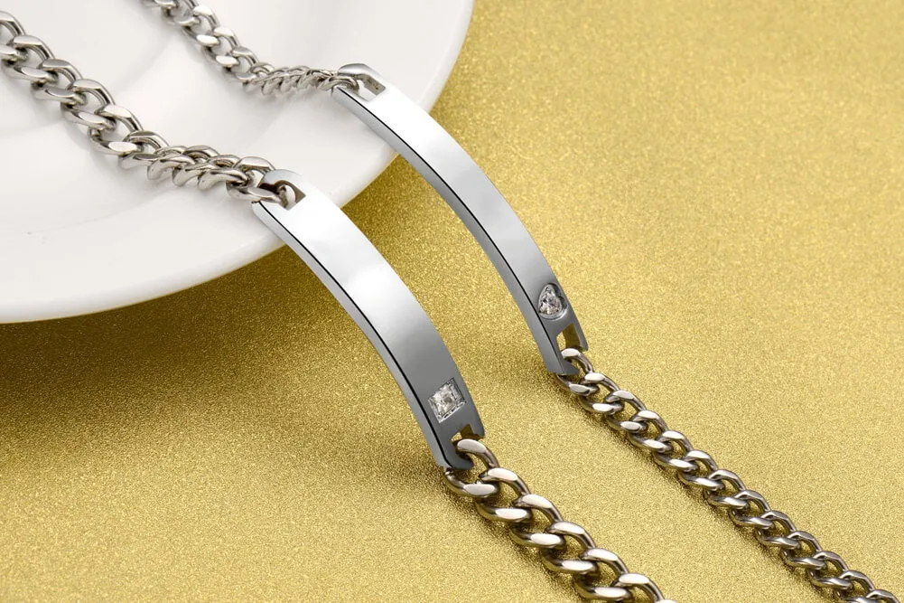 NEHZUS Couple Bracelets Women's Men's Jewelry Stainless Steel Personalized Bracelet