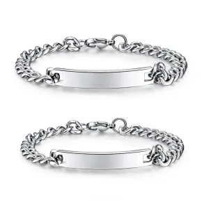NEHZUS Mens and Womens Custom Engraving Stainless Steel Bracelets Personalized Gift for Couples