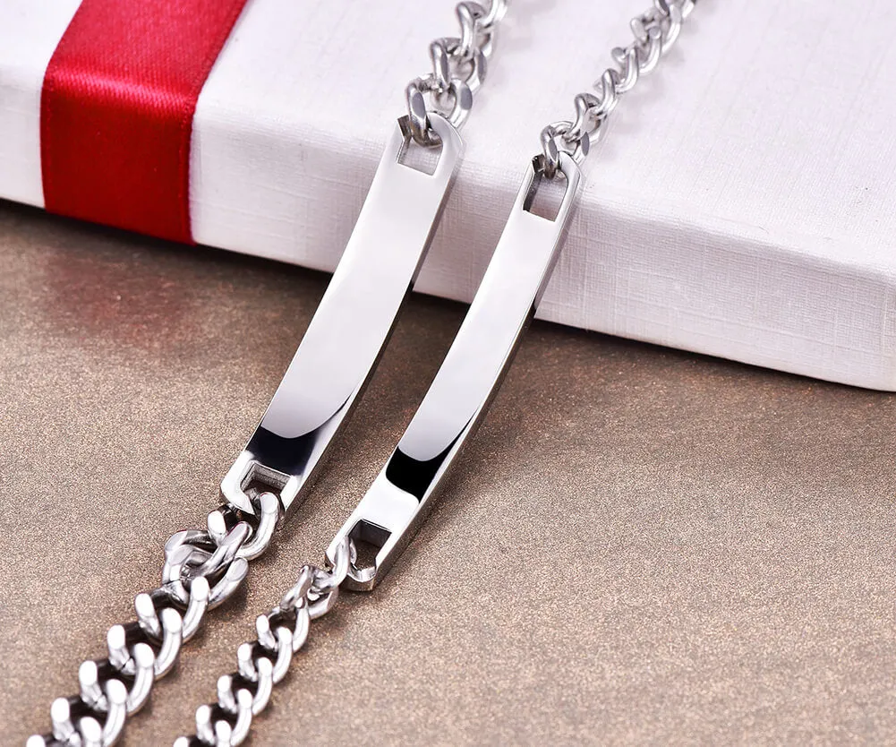 NEHZUS Mens and Womens Custom Engraving Stainless Steel Bracelets Personalized Gift for Couples