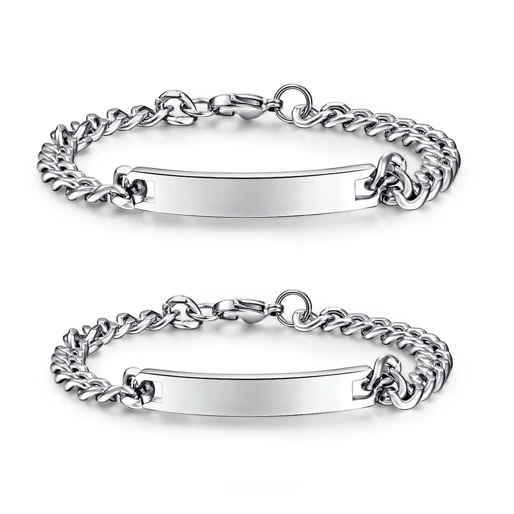 NEHZUS Mens and Womens Custom Engraving Stainless Steel Bracelets Personalized Gift for Couples