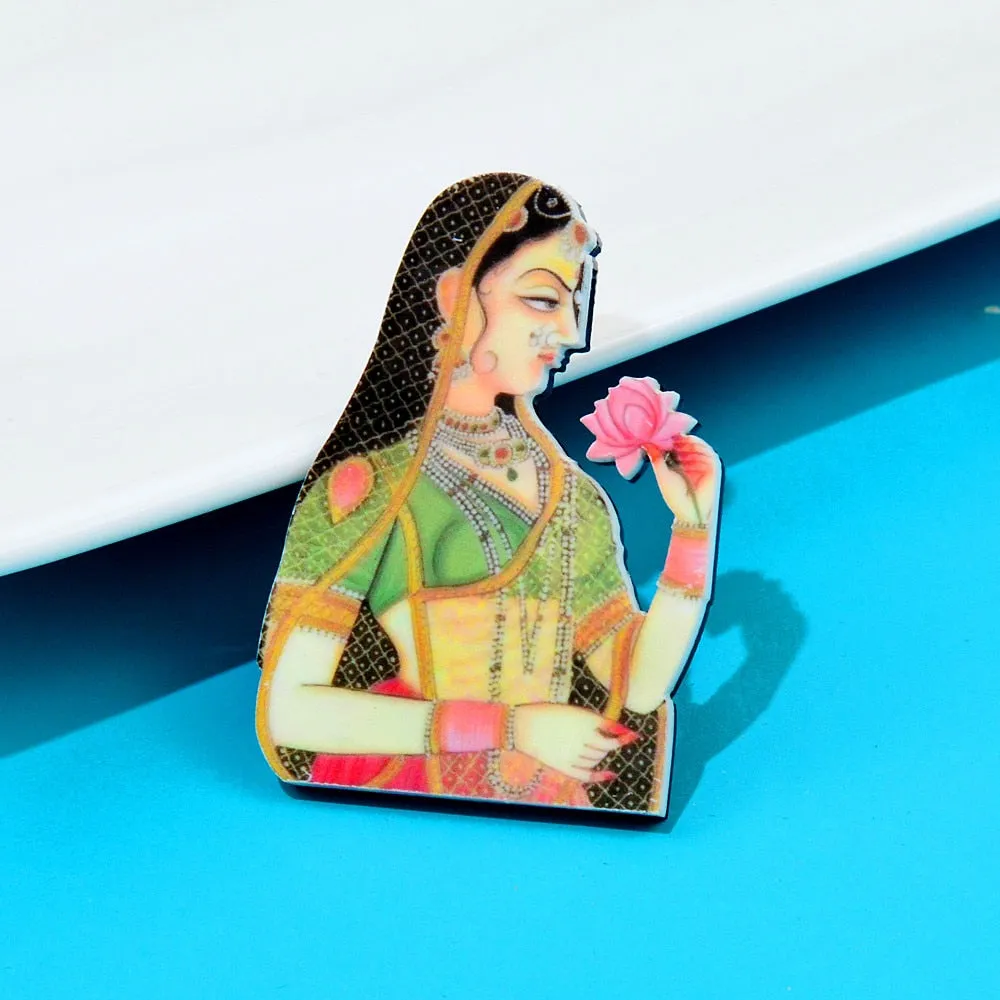 New Arrival Arylic Beautiful Girl Brooches For Wome