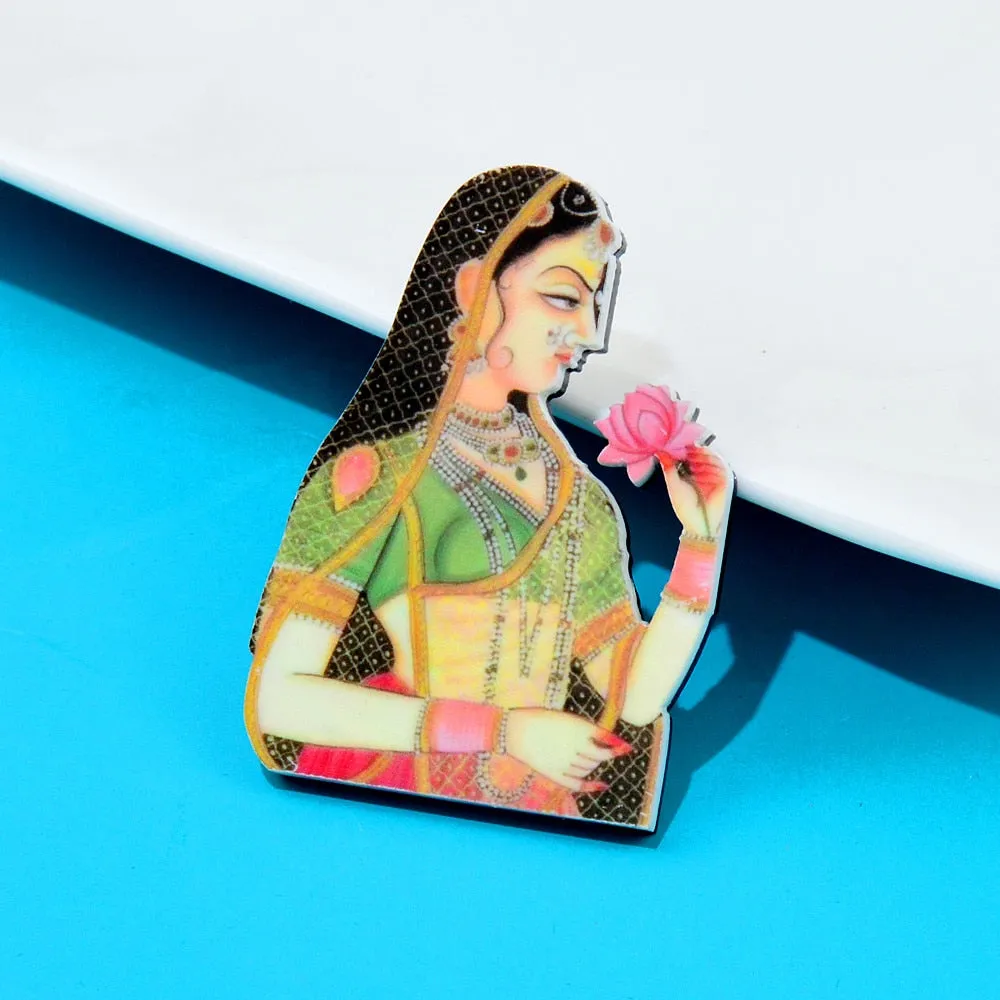 New Arrival Arylic Beautiful Girl Brooches For Wome