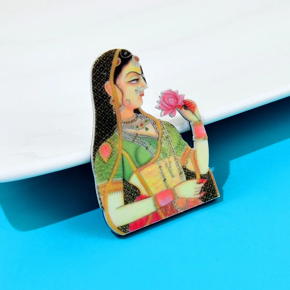 New Arrival Arylic Beautiful Girl Brooches For Wome