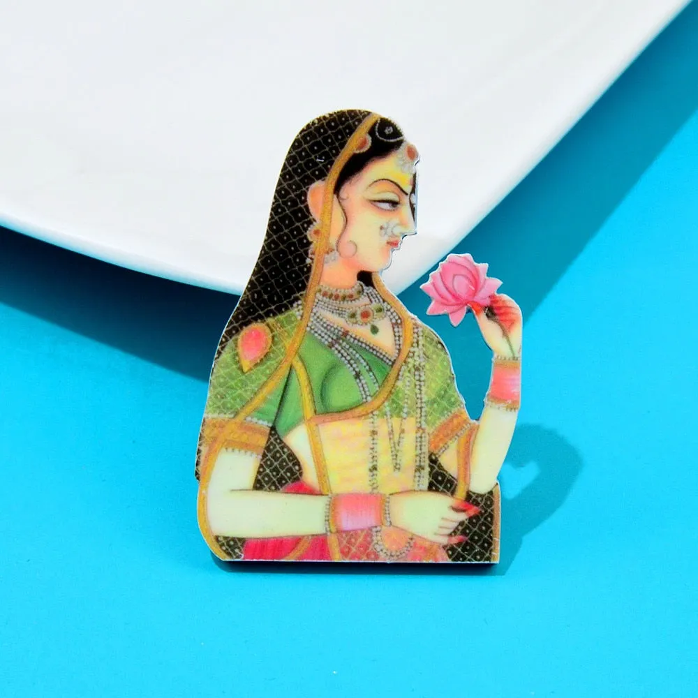 New Arrival Arylic Beautiful Girl Brooches For Wome