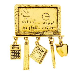 New Arrival Creative Vintage Blackboard Ruller Pen Brooches For Women