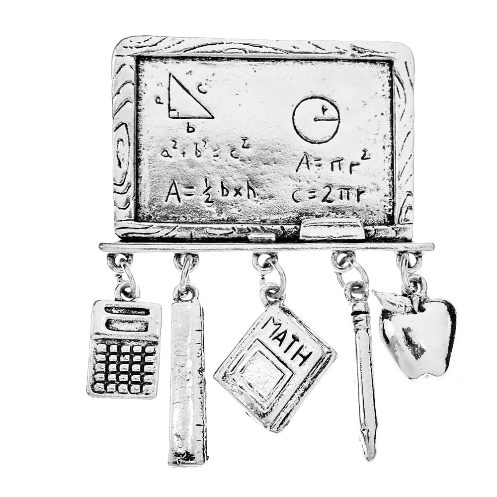 New Arrival Creative Vintage Blackboard Ruller Pen Brooches For Women