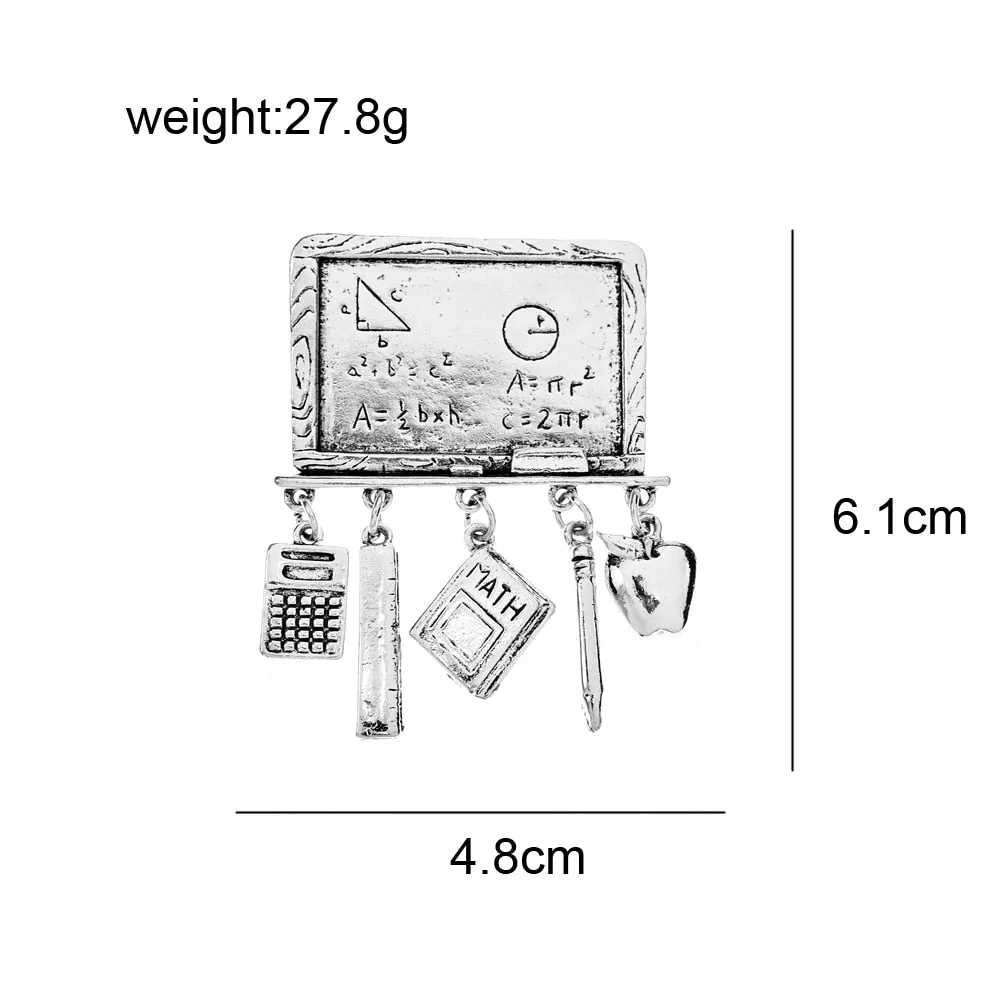 New Arrival Creative Vintage Blackboard Ruller Pen Brooches For Women