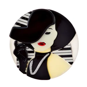 New Design Cartoon Modern Girl With Black Hat Brooches For Women