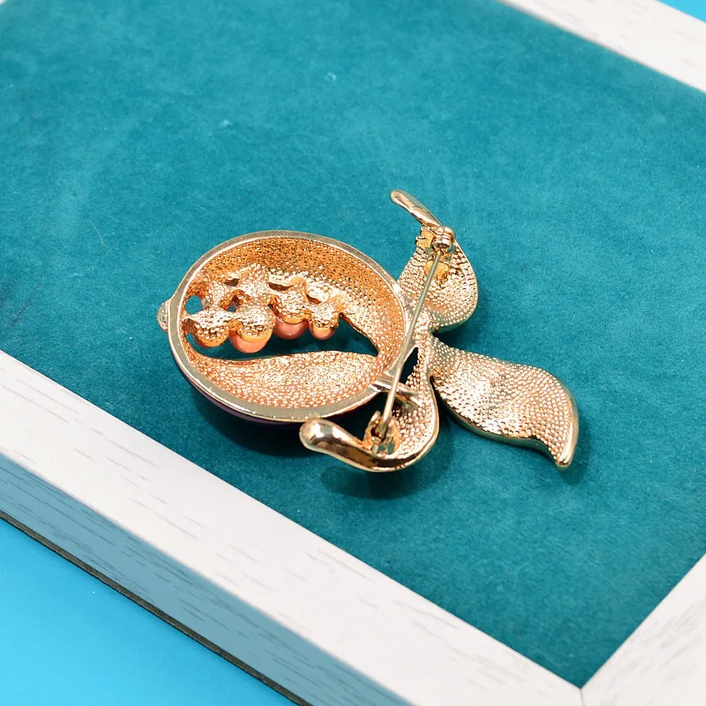 New Enamel Fruit Pins For Women Party Sweater Suit Scarf Rhinestone Pomegranate Brooches