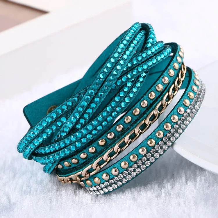 New Hot Selling Fashion Leather Bracelet! Charm Bracelets Bangles For Women !Buttons Adjust Size