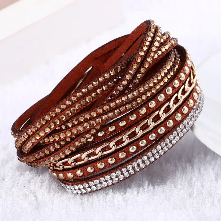 New Hot Selling Fashion Leather Bracelet! Charm Bracelets Bangles For Women !Buttons Adjust Size