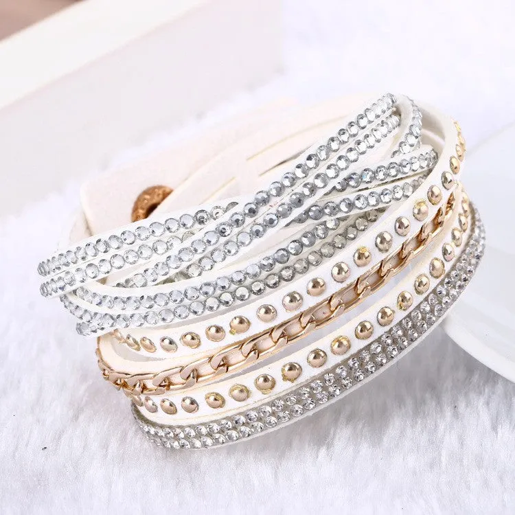 New Hot Selling Fashion Leather Bracelet! Charm Bracelets Bangles For Women !Buttons Adjust Size
