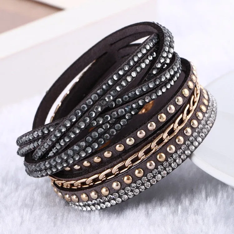 New Hot Selling Fashion Leather Bracelet! Charm Bracelets Bangles For Women !Buttons Adjust Size