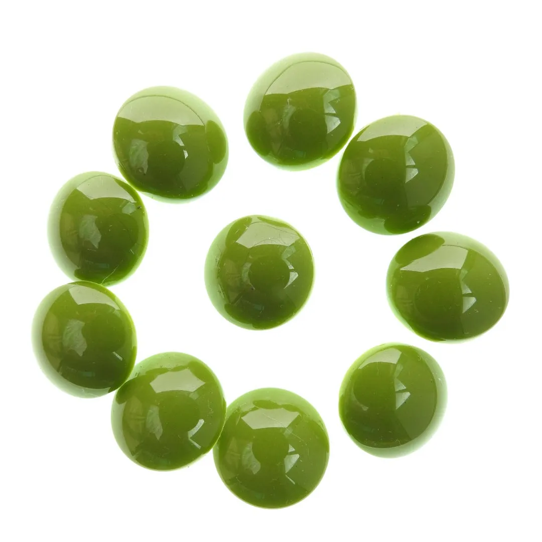Olive green round sewing buttons with a shank