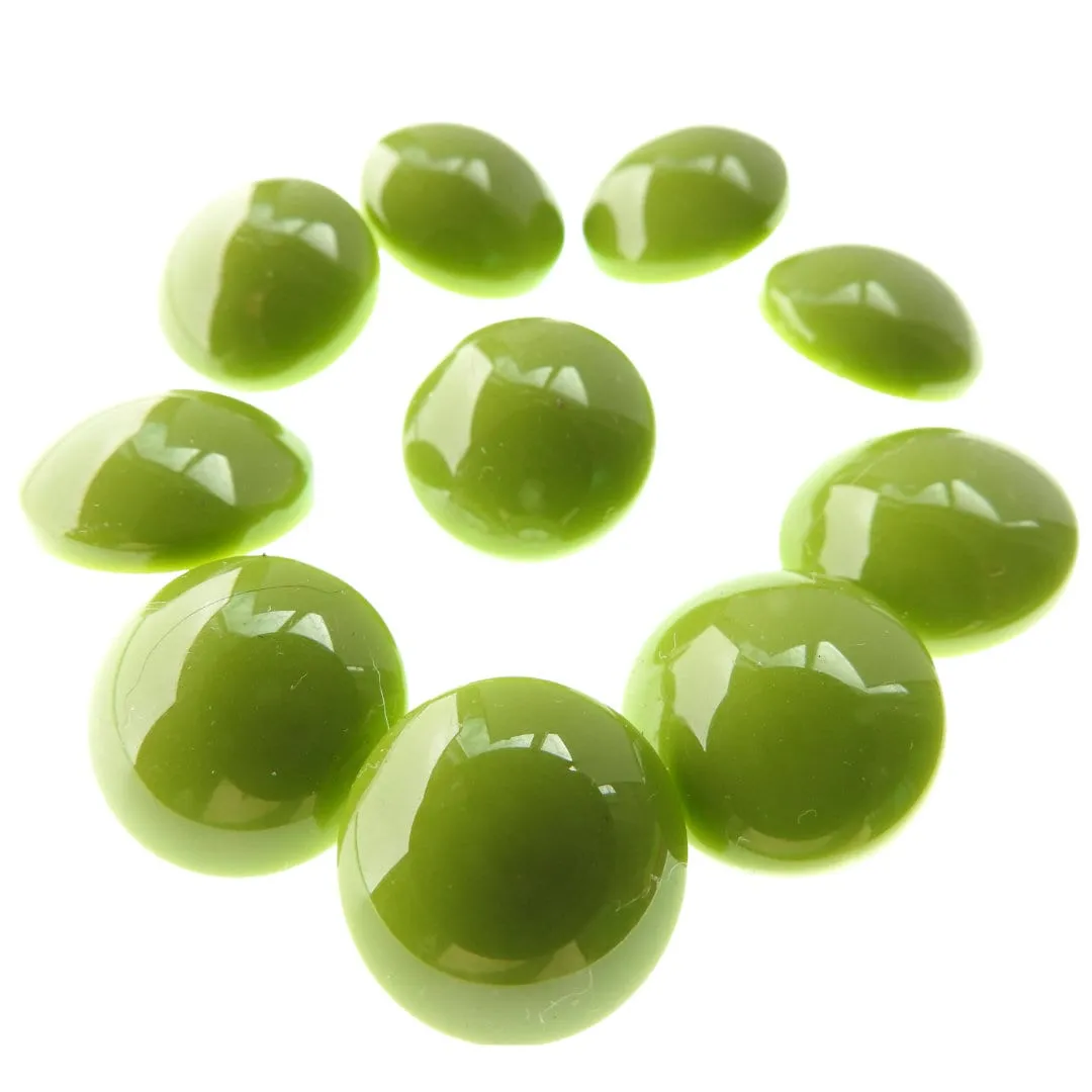 Olive green round sewing buttons with a shank