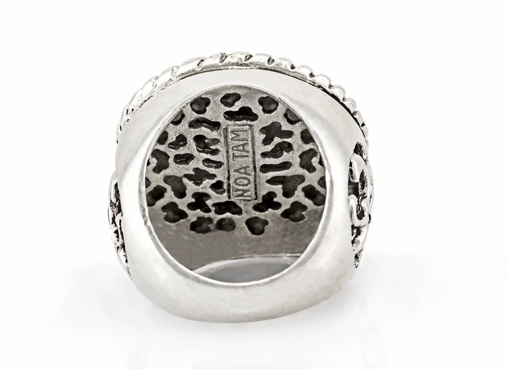 Om Mantra Ring: The Om symbol with fleur de lis symbol on ring