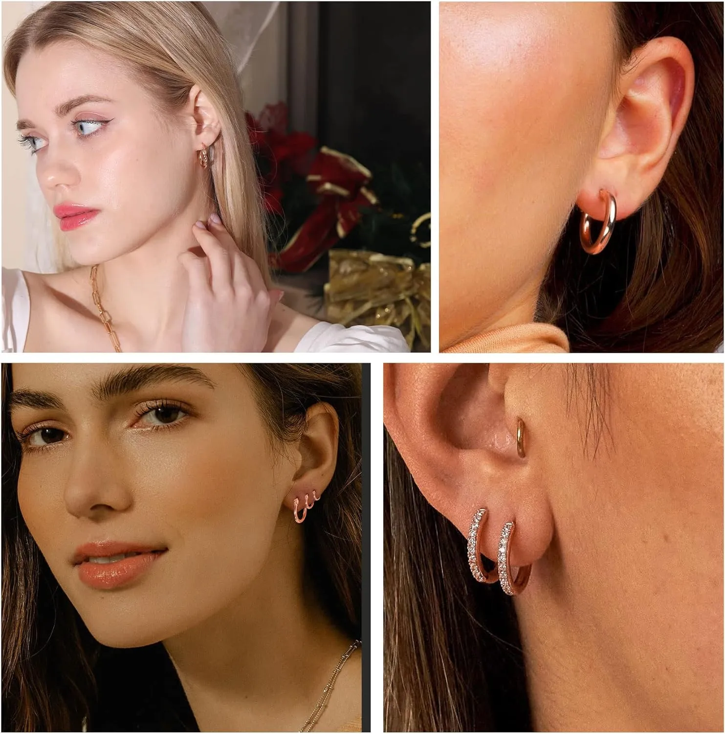 PABBEU Gold Hoop Earrings for Women Sterling Silver Post Small Gold Hoop Earrings 14k Real Gold Tiny Hypoallergenic Small Hoop Earrings Set for Women Men 13/15 /20mm