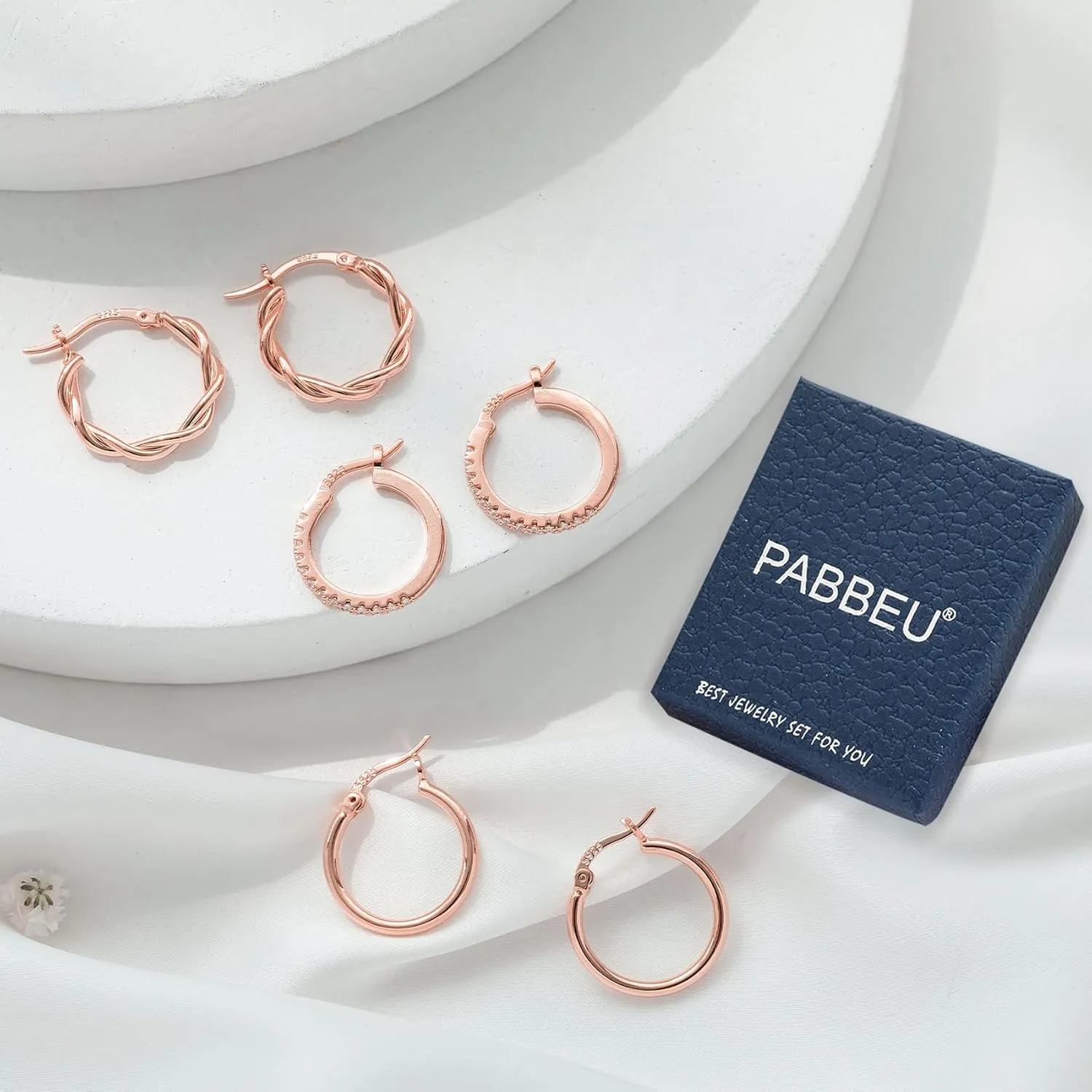 PABBEU Gold Hoop Earrings for Women Sterling Silver Post Small Gold Hoop Earrings 14k Real Gold Tiny Hypoallergenic Small Hoop Earrings Set for Women Men 13/15 /20mm