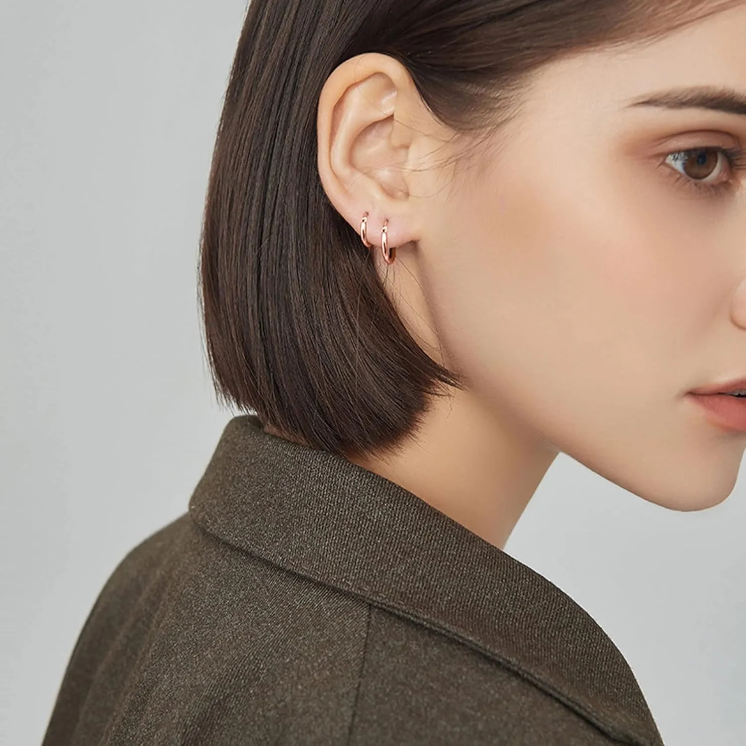 PABBEU Gold Hoop Earrings for Women Sterling Silver Post Small Gold Hoop Earrings 14k Real Gold Tiny Hypoallergenic Small Hoop Earrings Set for Women Men 13/15 /20mm