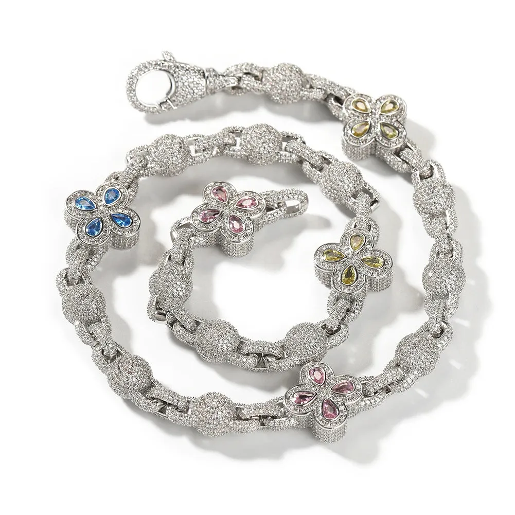 Paved Colorful Iced Out Bling Ball Chain